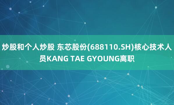 炒股和个人炒股 东芯股份(688110.SH)核心技术人员KANG TAE GYOUNG离职